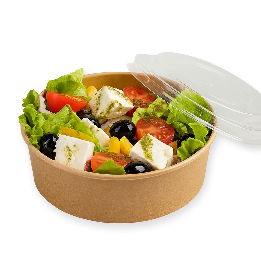 Bio-Salatschale aus Pappe inkl. rPET Deckel