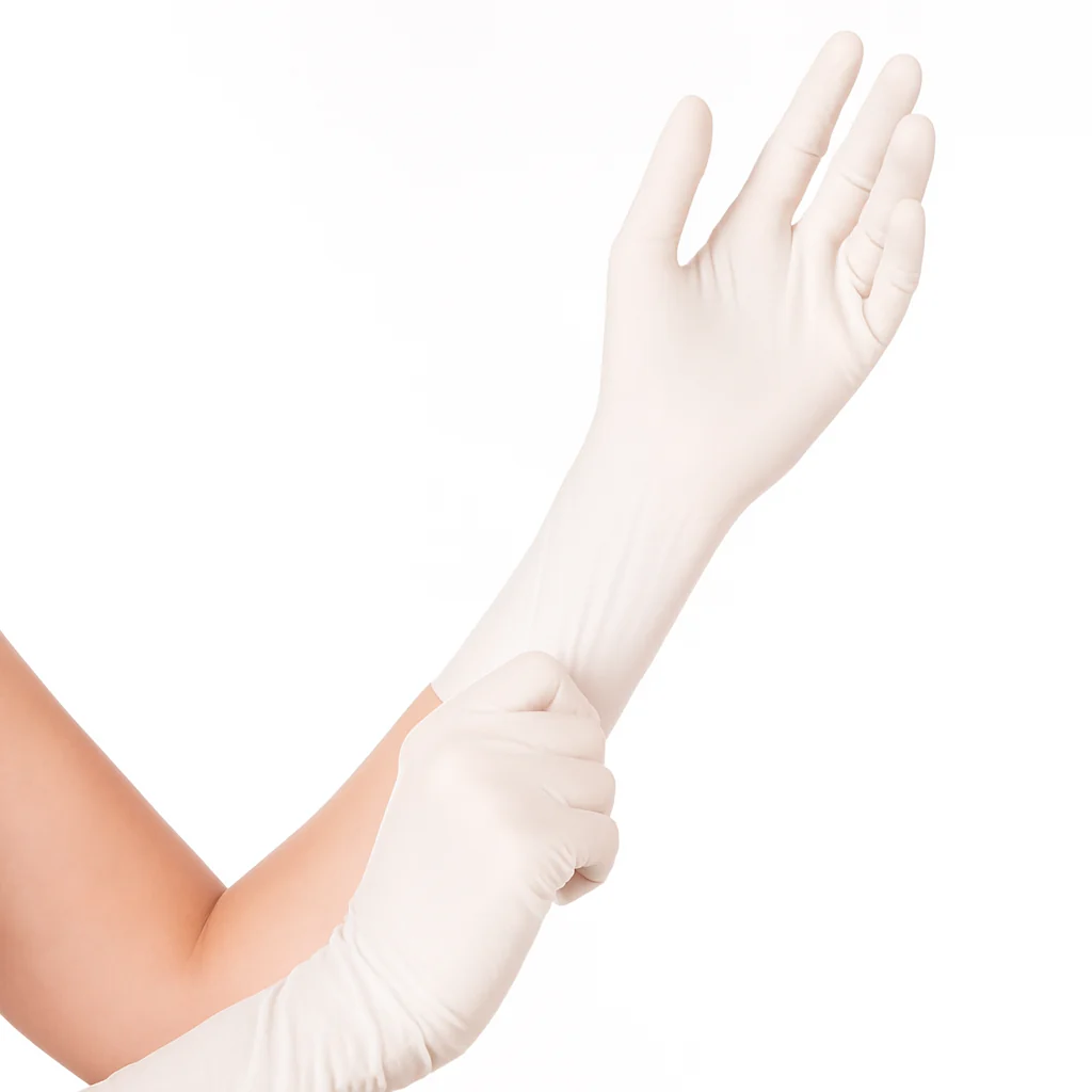 Einweg-Nitrilhandschuhe weiss extralang